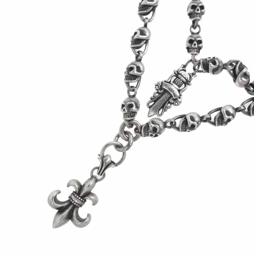 A&G エーアンドジー スカル フレア ダガー 2クリップ 2連 ウォレットチェーン シルバー系【中古】