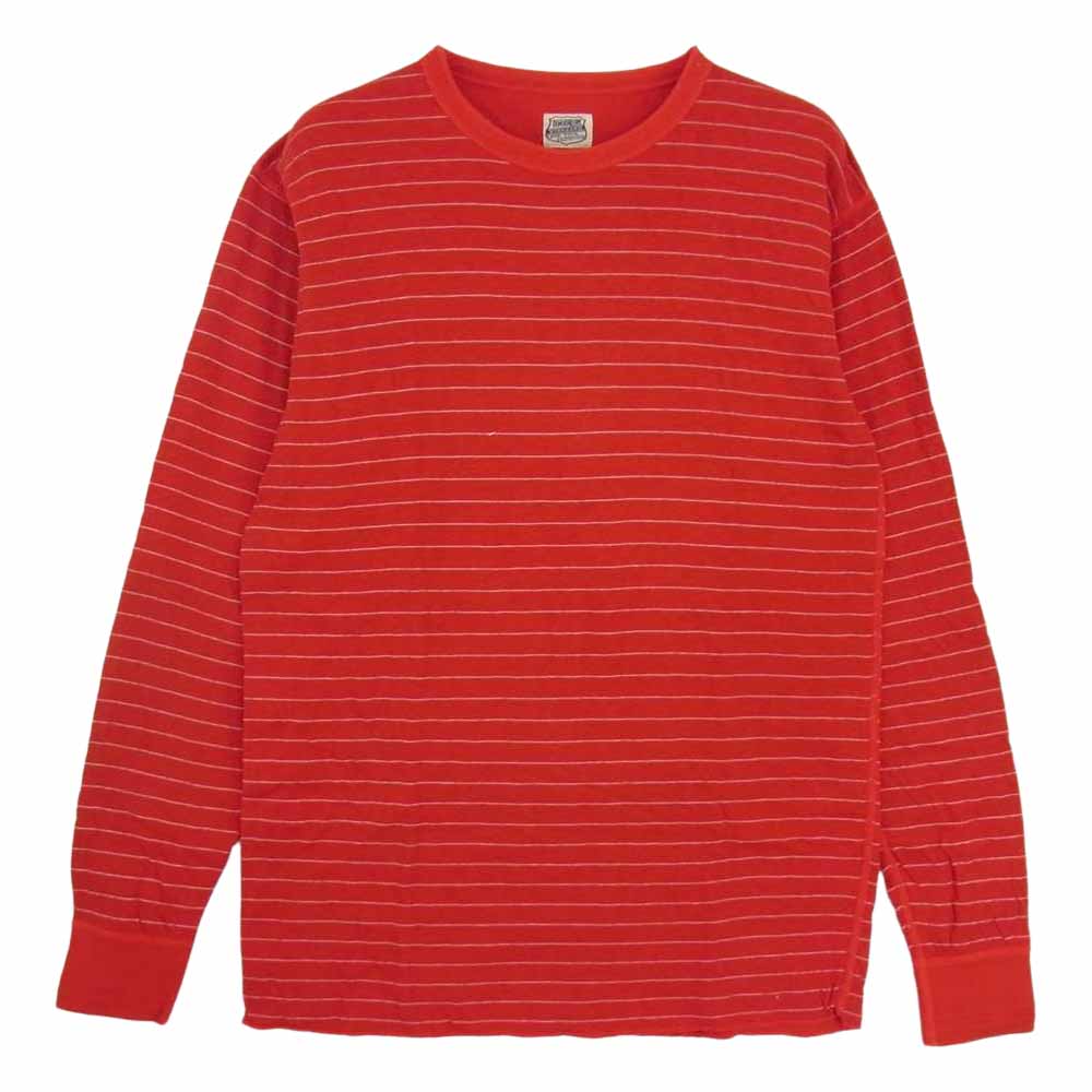 TENDERLOIN テンダーロイン T-CREW ボーダー クルーネック 長袖 Tシャツ カットソー レッド レッド系【中古】