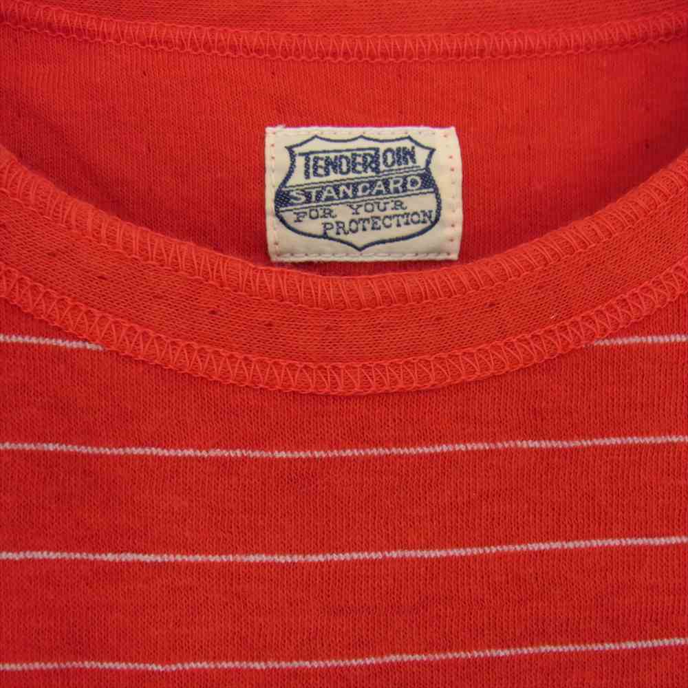 TENDERLOIN テンダーロイン T-CREW ボーダー クルーネック 長袖 Tシャツ カットソー レッド レッド系【中古】