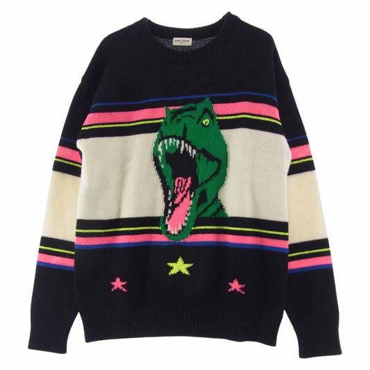 SAINT LAURENT サンローラン 国内正規品 16SS エディ期 411363 Y1MM1 ダイナソー ウール ニット マルチカラー系 XS【美品】【中古】