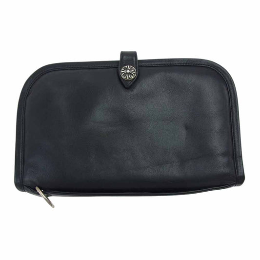 CHROME HEARTS クロムハーツ（原本無） コノリーレザー クロスボール ボタン ウォレット セカンドバッグ ブラック系【中古】