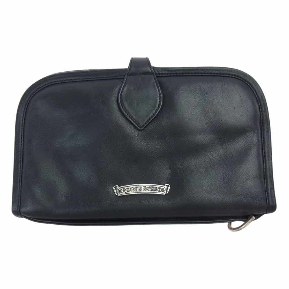 CHROME HEARTS クロムハーツ（原本無） コノリーレザー クロスボール ボタン ウォレット セカンドバッグ ブラック系【中古】