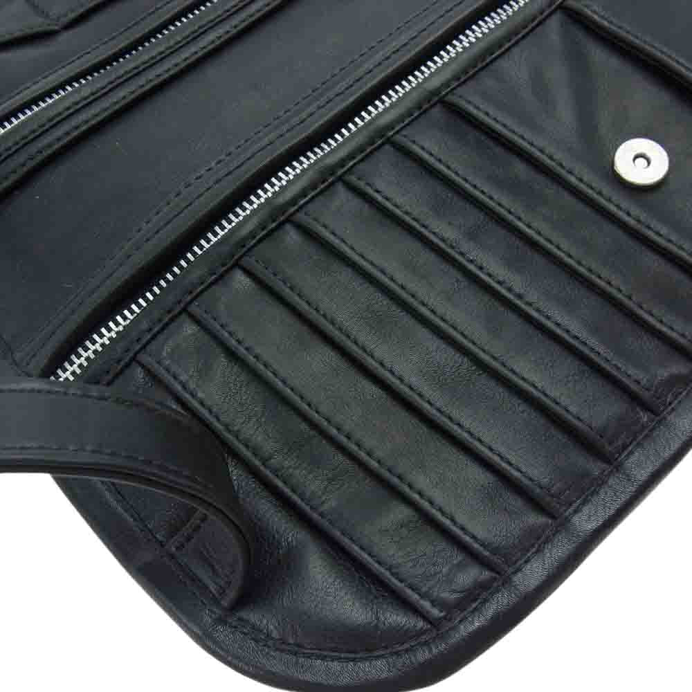 CHROME HEARTS クロムハーツ（原本無） コノリーレザー クロスボール ボタン ウォレット セカンドバッグ ブラック系【中古】