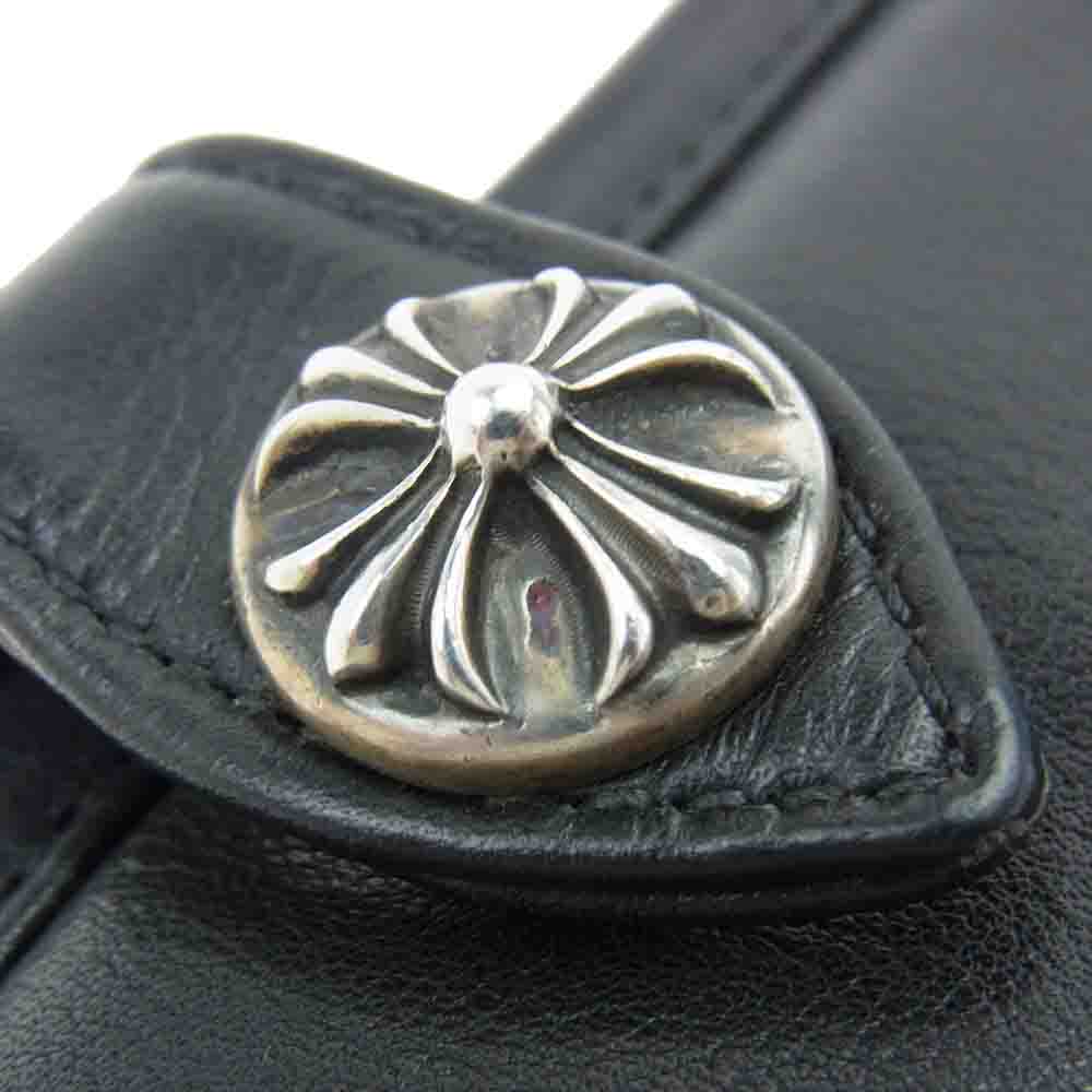CHROME HEARTS クロムハーツ（原本無） コノリーレザー クロスボール ボタン ウォレット セカンドバッグ ブラック系【中古】