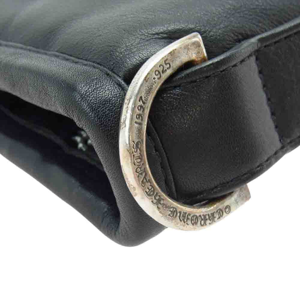 CHROME HEARTS クロムハーツ（原本無） コノリーレザー クロスボール ボタン ウォレット セカンドバッグ ブラック系【中古】