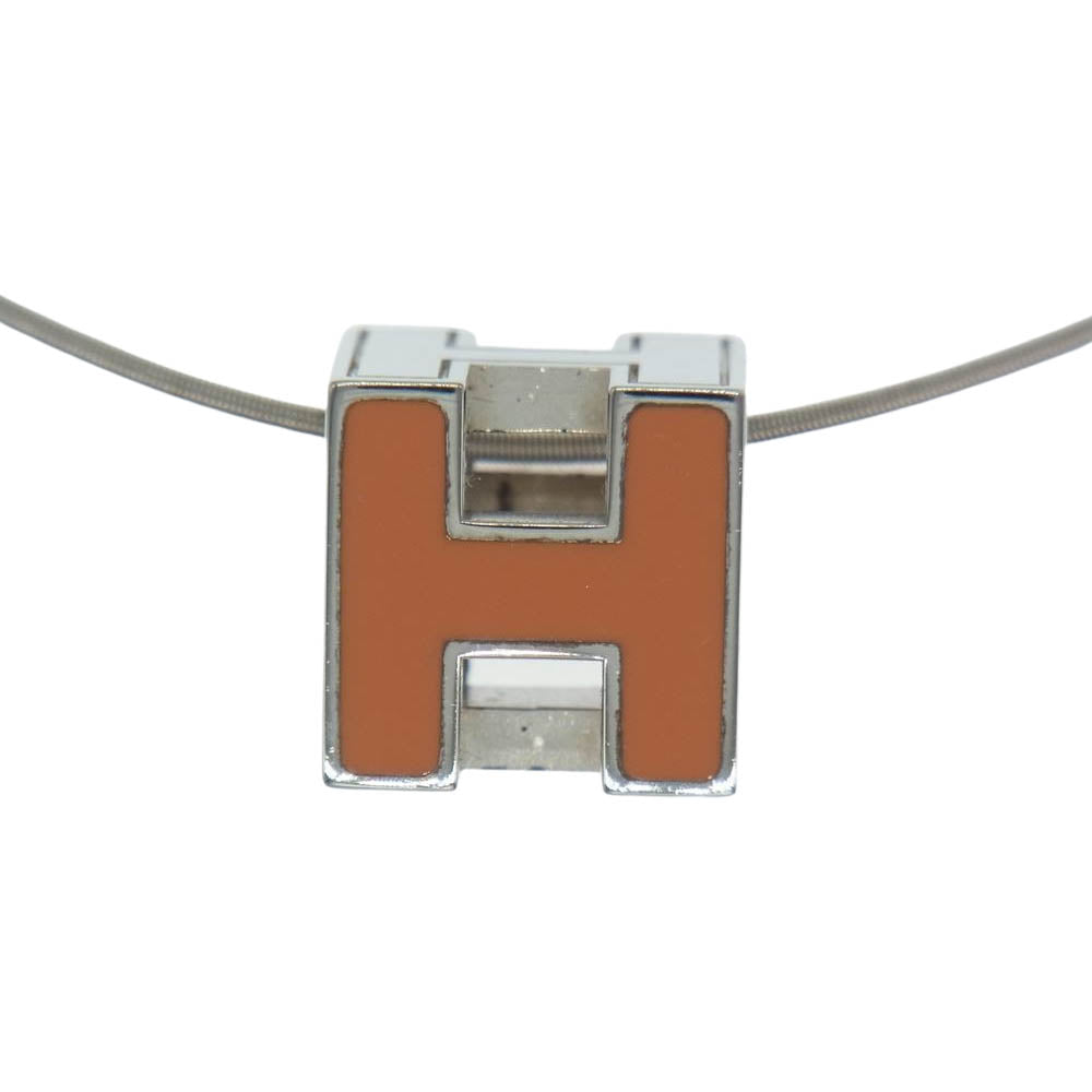 HERMES エルメス カージュドアッシュ Hキューブ ネックレス ペンダント アクセサリー ジュエリー オレンジ  シルバー系 オレンジ系【中古】