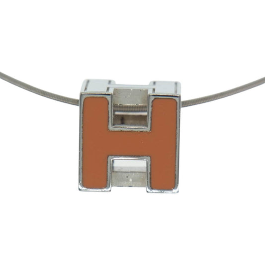 HERMES エルメス カージュドアッシュ Hキューブ ネックレス ペンダント アクセサリー ジュエリー オレンジ  シルバー系 オレンジ系【中古】