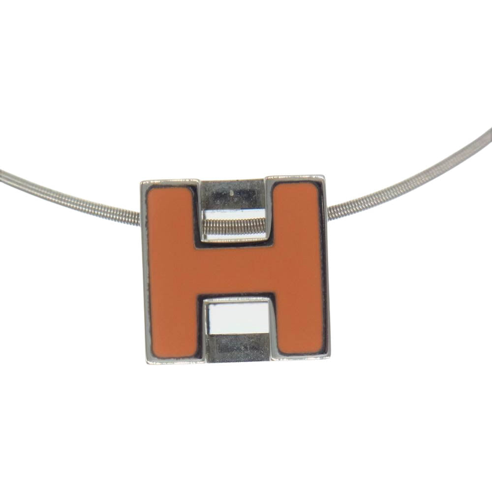 HERMES エルメス カージュドアッシュ Hキューブ ネックレス ペンダント アクセサリー ジュエリー オレンジ  シルバー系 オレンジ系【中古】