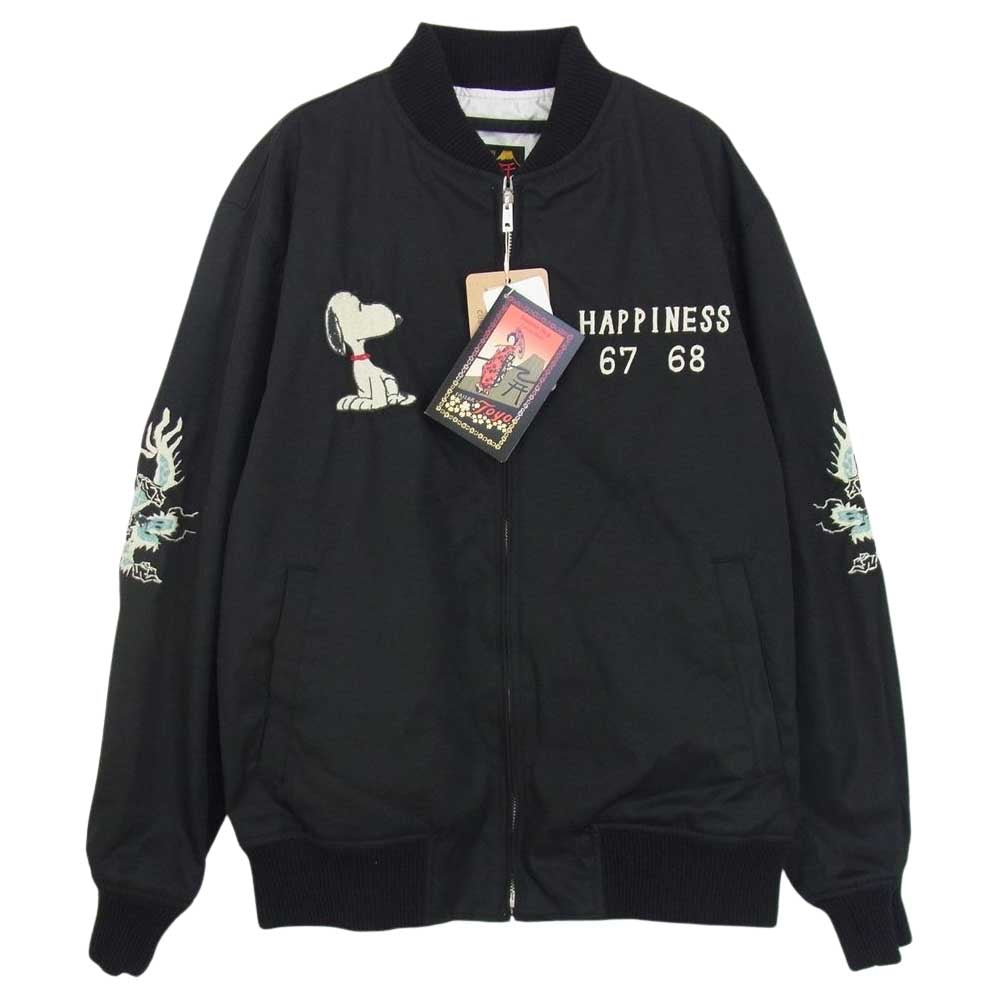 TAILOR TOYO テイラー東洋 TT15056 × PEANUTS テーラー東洋 ピーナッツ SNOOPY TOUR JACKET スヌーピー ベトナム ライナー ジャケット ブラック系 S【美品】【中古】