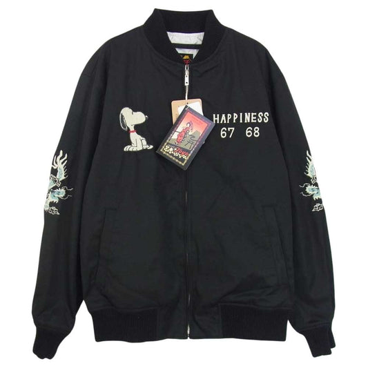 TAILOR TOYO テイラー東洋 TT15056 × PEANUTS テーラー東洋 ピーナッツ SNOOPY TOUR JACKET スヌーピー ベトナム ライナー ジャケット ブラック系 S【美品】【中古】