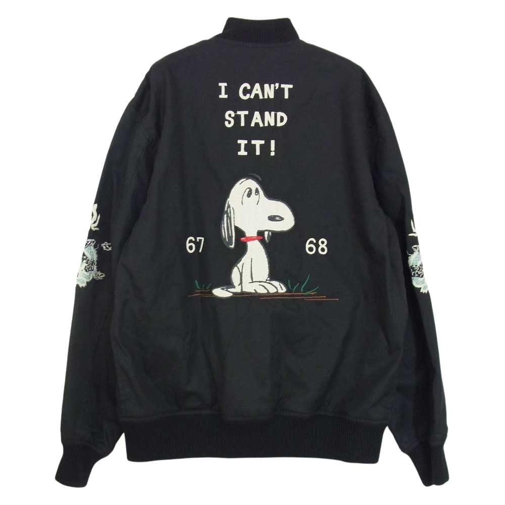 TAILOR TOYO テイラー東洋 TT15056 × PEANUTS テーラー東洋 ピーナッツ SNOOPY TOUR JACKET スヌーピー ベトナム ライナー ジャケット ブラック系 S【美品】【中古】