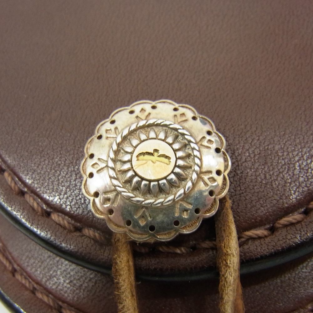 タディアンドキング 金メタル GPイーグル 小 フラワーコンチョ付き 丸型 コインケース ブラウン系【中古】