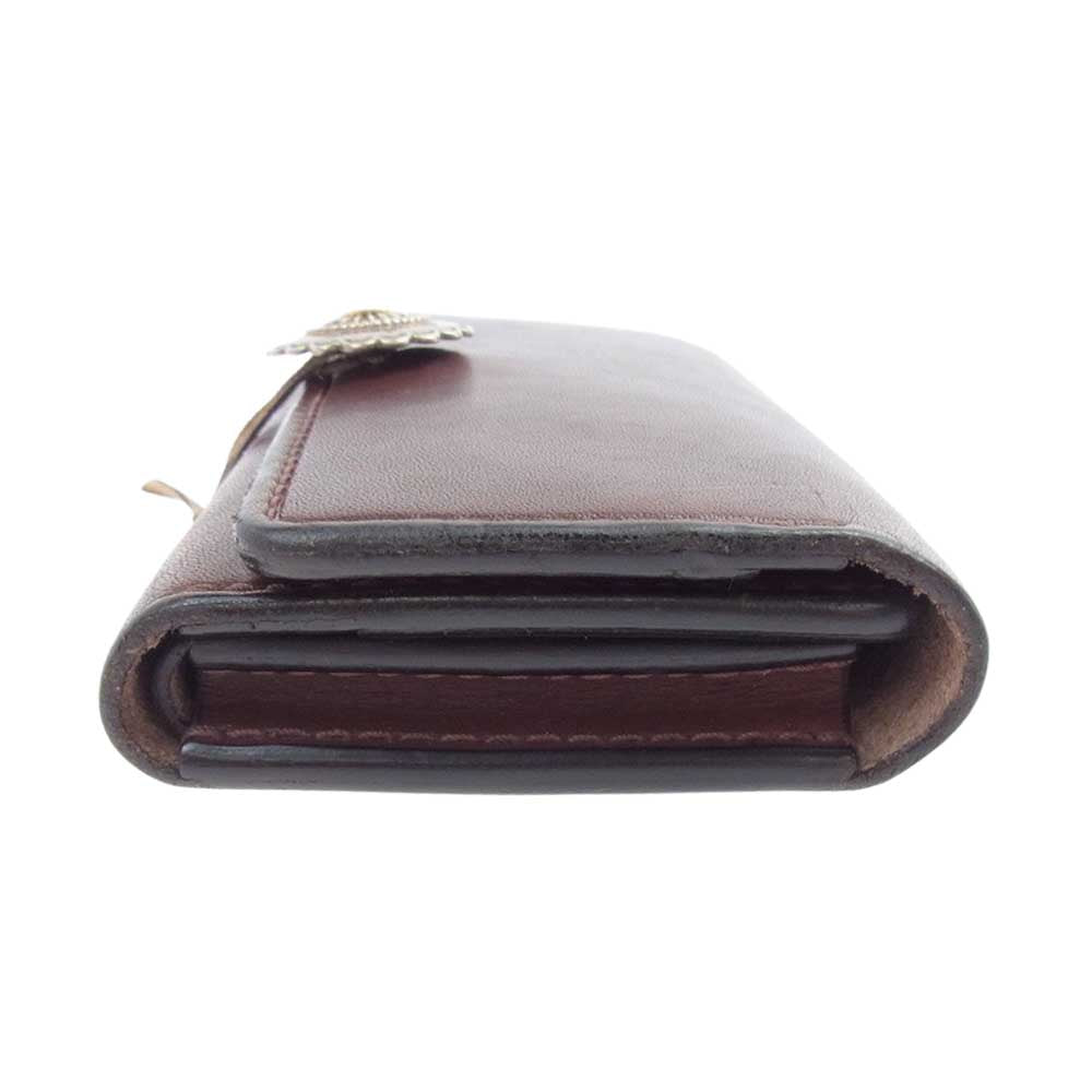 タディアンドキング 金メタル GPイーグル 大 フラワーコンチョ付き ロングウォレット 3つ折り ブラウン系【中古】