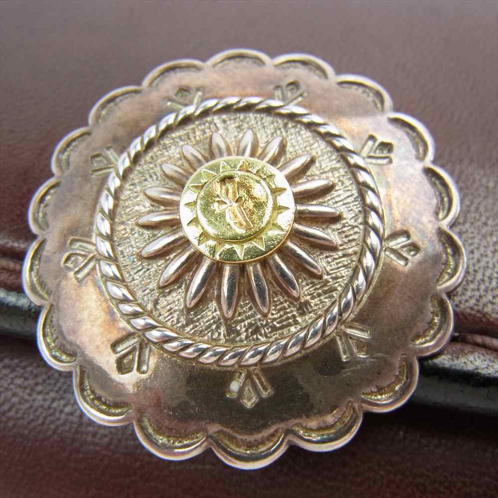 タディアンドキング 金メタル GPイーグル 大 フラワーコンチョ付き ロングウォレット 3つ折り ブラウン系【中古】