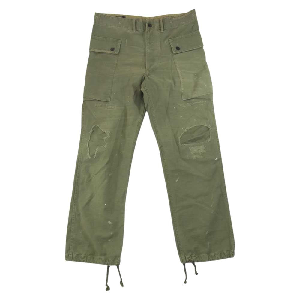 RRL ダブルアールエル FIELD FIT P44 TROUSER ダメージ加工 フィールドフィット トラウザー モンキー カーゴパンツ カーキ系 32【中古】