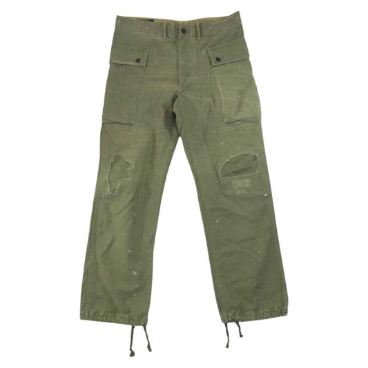 RRL ダブルアールエル FIELD FIT P44 TROUSER ダメージ加工 フィールドフィット トラウザー モンキー カーゴパンツ カーキ系 32【中古】