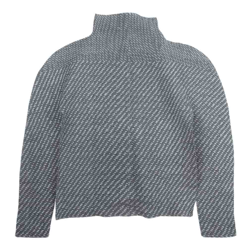 ミーバイイッセイミヤケ MI41F0381 ボックスプリーツ加工 総柄 ボタンレス カーディガン グレー系【中古】