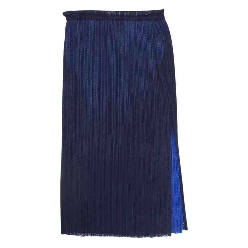 PLEATS PLEASE プリーツプリーズ イッセイミヤケ PP02-JG601 プリーツ加工 二重加工 ウエストゴム メッシュ レイヤード サイドスリット バイカラー スカート ブルー系 パープル系 1【美品】【中古】