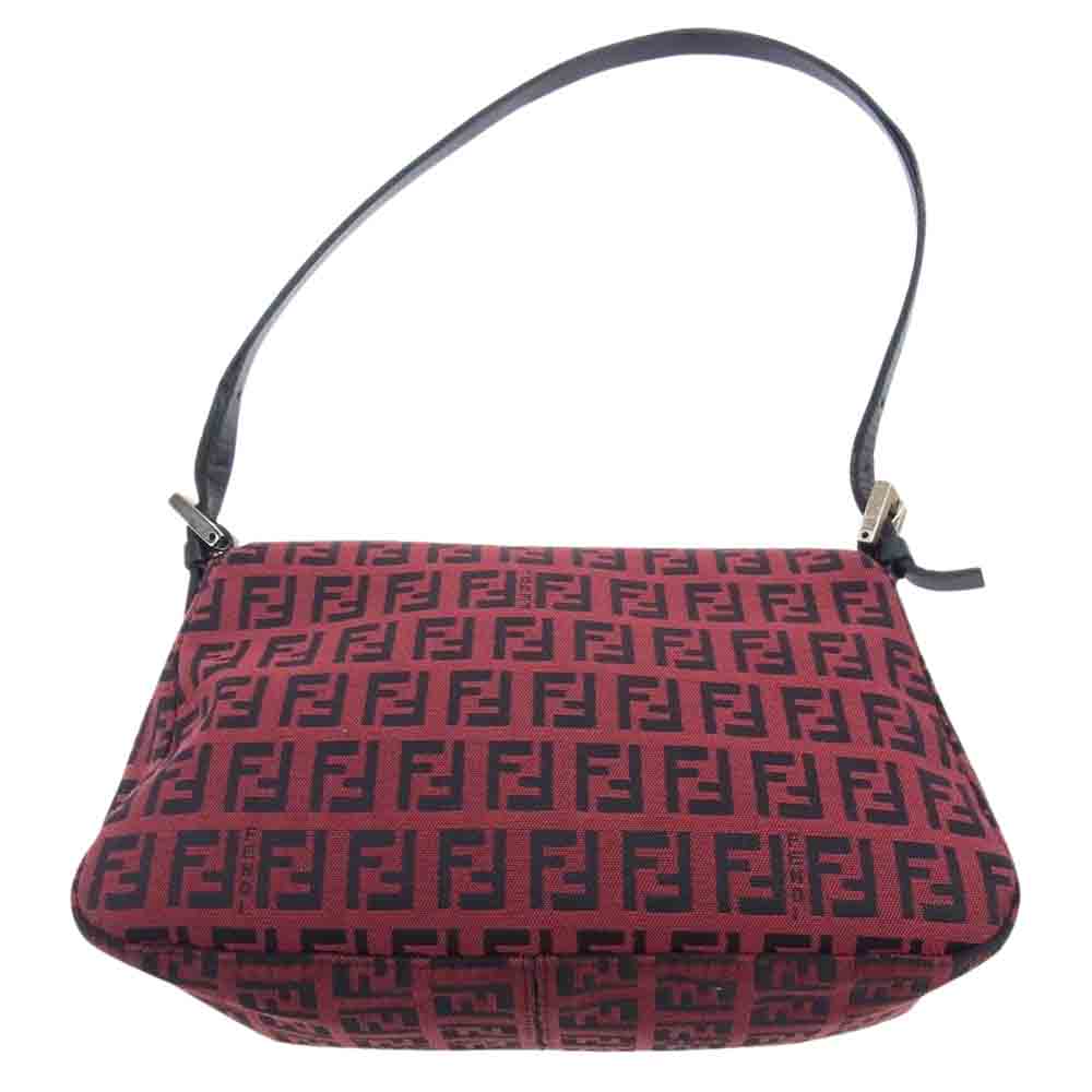 FENDI フェンディ 3677 8BR130 029 イタリア製 ズッカ柄 マンマバケット レザーストラップ ハンドバッグ ワインレッド系【中古】