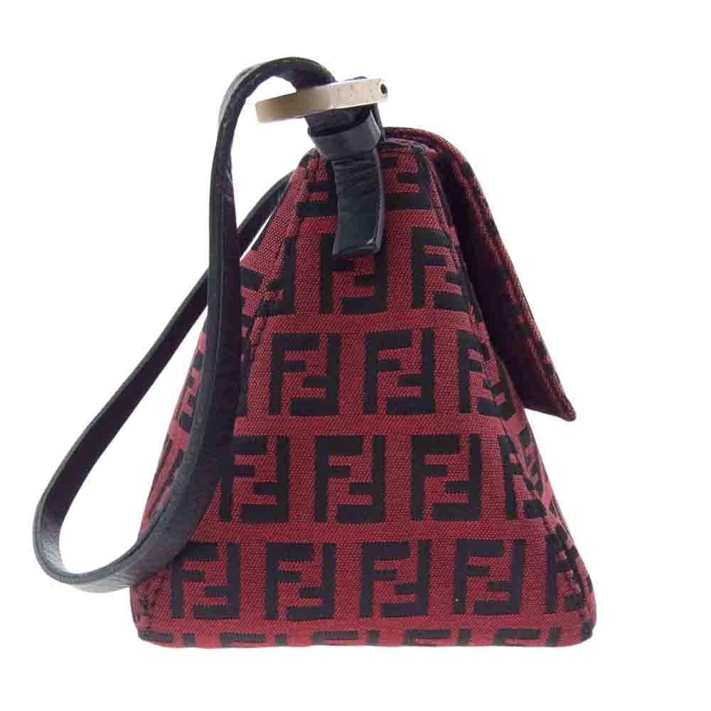FENDI フェンディ 3677 8BR130 029 イタリア製 ズッカ柄 マンマバケット レザーストラップ ハンドバッグ ワインレッド系【中古】