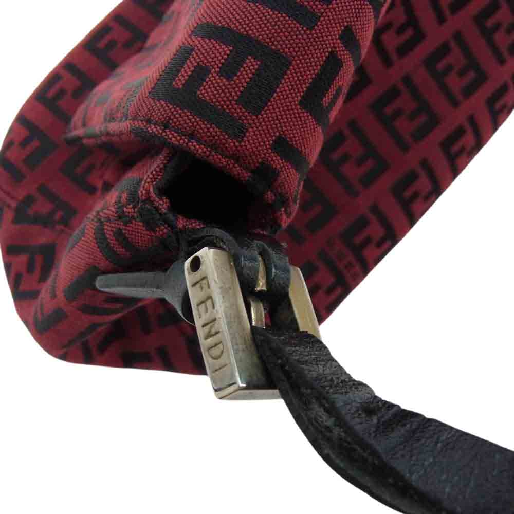 FENDI フェンディ 3677 8BR130 029 イタリア製 ズッカ柄 マンマバケット レザーストラップ ハンドバッグ ワインレッド系【中古】