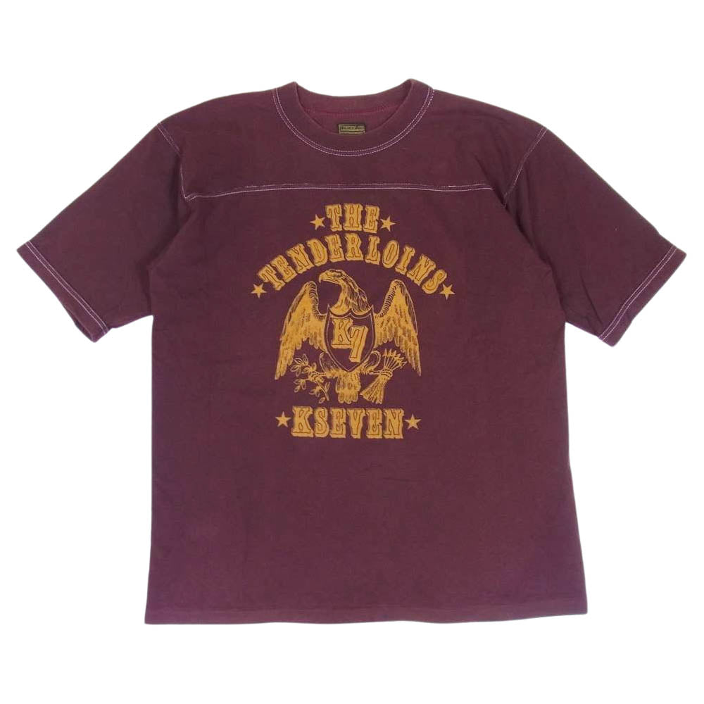 TENDERLOIN テンダーロイン THE TENDERLOINS KSEVEN イーグル プリント 半袖 Tシャツ ワインレッド系 L【中古】