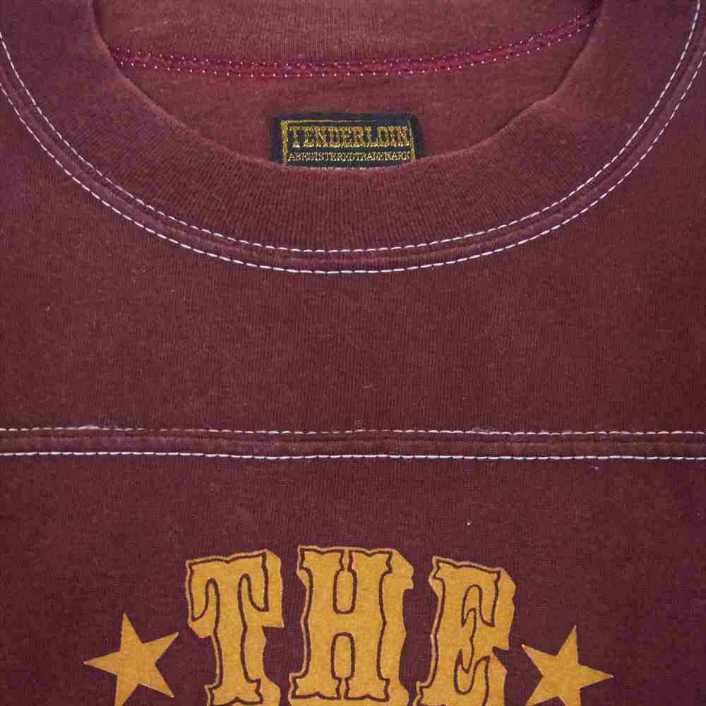 TENDERLOIN テンダーロイン THE TENDERLOINS KSEVEN イーグル プリント 半袖 Tシャツ ワインレッド系 L【中古】
