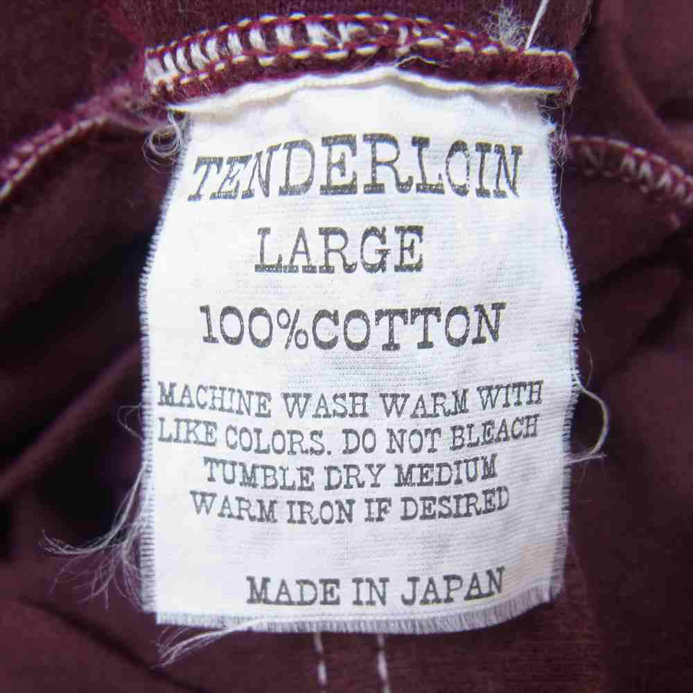 TENDERLOIN テンダーロイン THE TENDERLOINS KSEVEN イーグル プリント 半袖 Tシャツ ワインレッド系 L【中古】