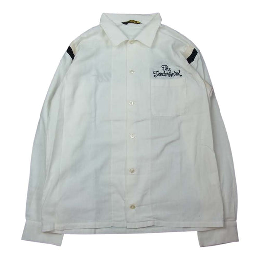TENDERLOIN テンダーロイン T-BOWL L 長袖 ロゴ刺繍 ボウリング 開襟 シャツ ホワイト系 M【中古】