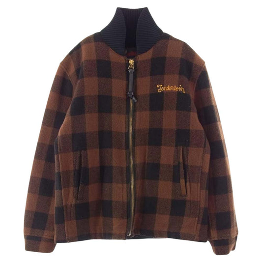 TENDERLOIN テンダーロイン T-LUMBERJACK ランバージャック ウール チェック ロゴ刺繍 ジャケット ブラック系 ブラウン系 L【中古】