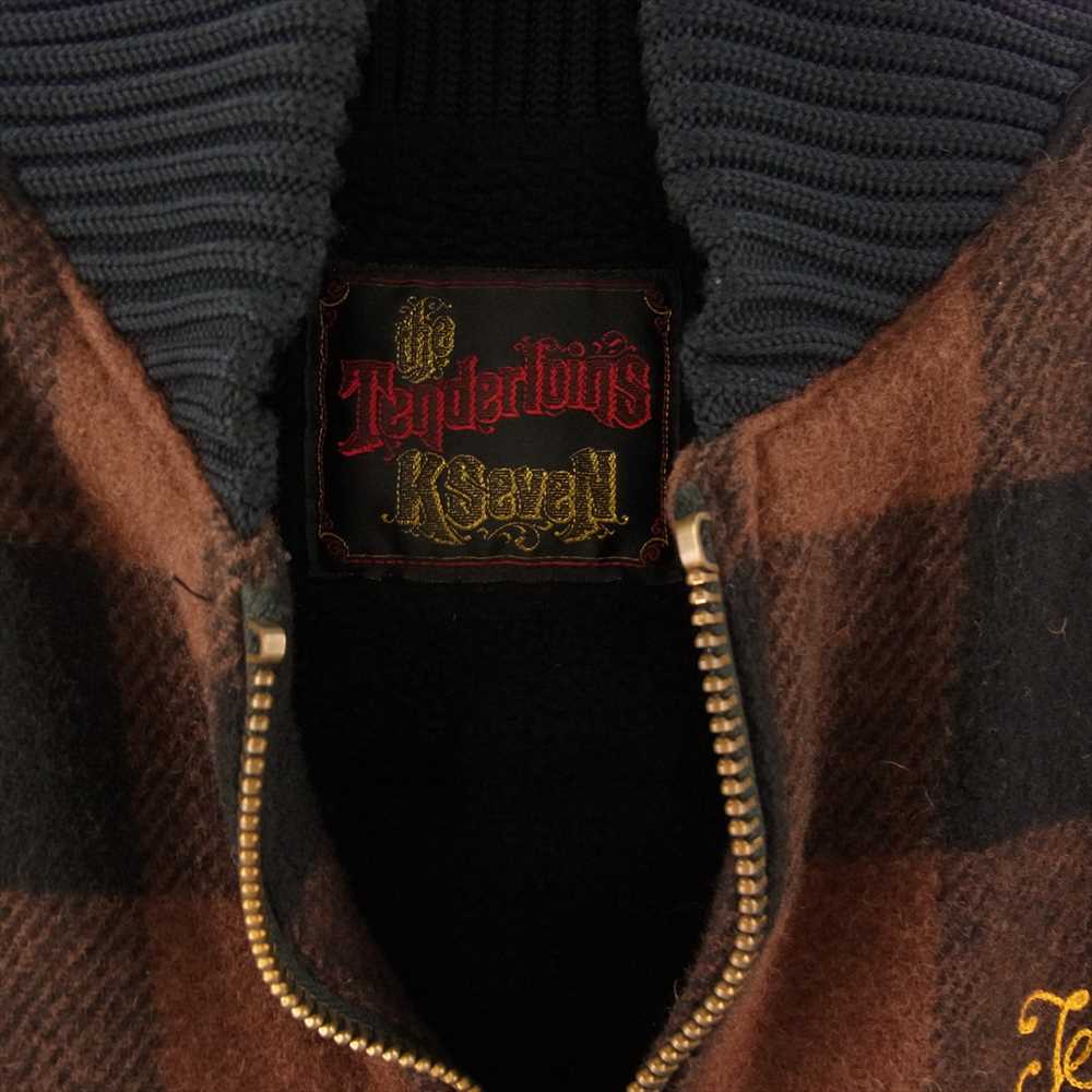 TENDERLOIN テンダーロイン T-LUMBERJACK ランバージャック ウール チェック ロゴ刺繍 ジャケット ブラック系 ブラウン系 L【中古】