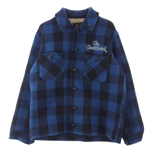 TENDERLOIN テンダーロイン T-BUFFALO JKT ロゴ 刺繍 バッファロー チェック ウール ジャケット ブルー系 ブラック系 M【中古】