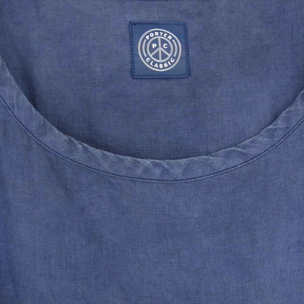 PORTER CLASSIC ポータークラシック LINEN T-SHIRT リネン 半袖 Tシャツ ネイビー系 3【中古】