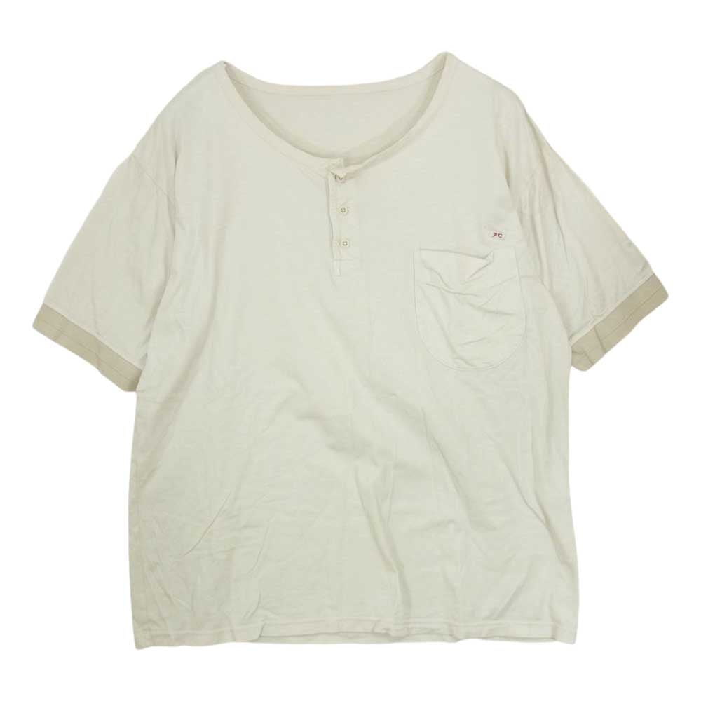 PORTER CLASSIC ポータークラシック PCロゴ ヘンリーネック 袖レイヤード 半袖 カットソー Tシャツ オフホワイト系 4【中古】