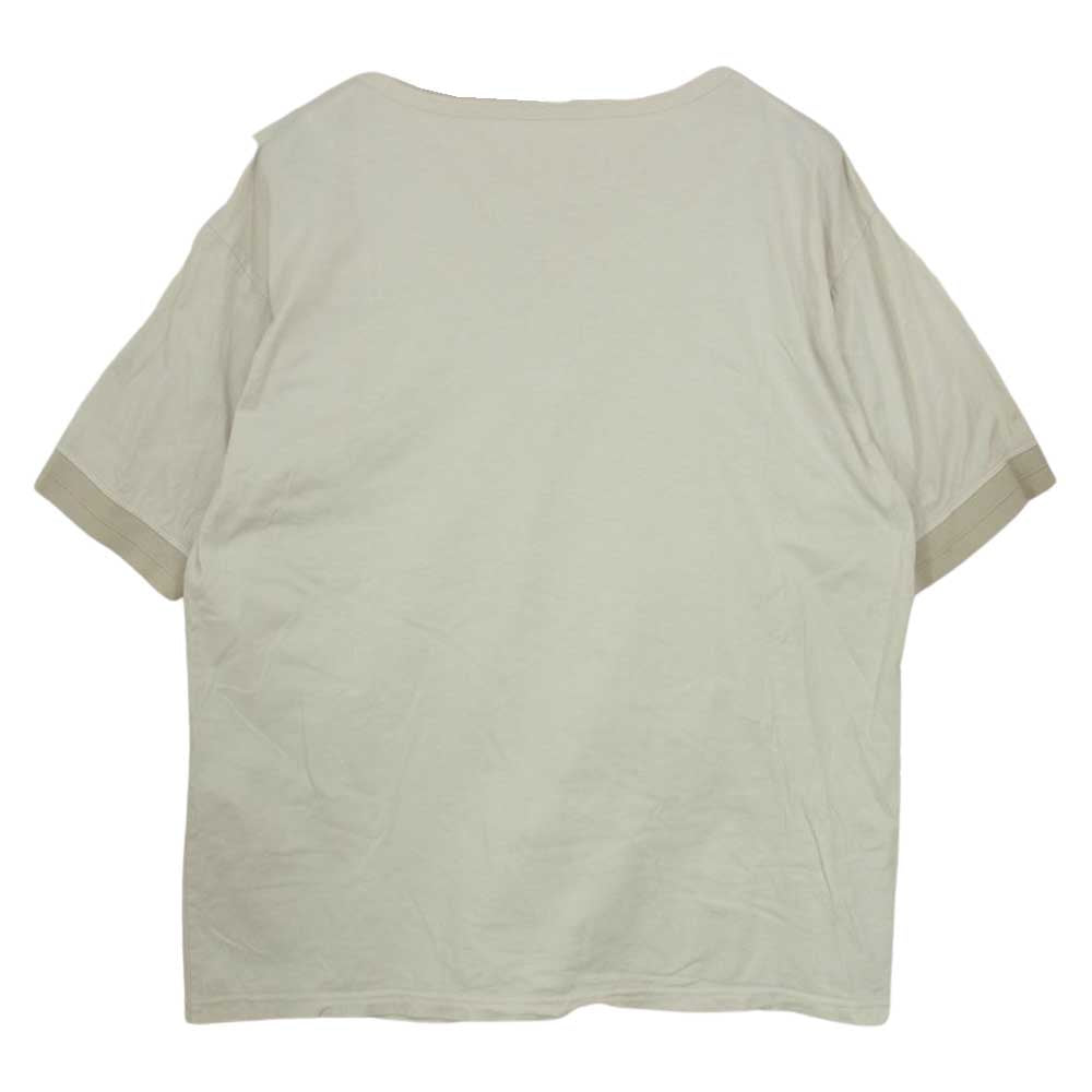 PORTER CLASSIC ポータークラシック PCロゴ ヘンリーネック 袖レイヤード 半袖 カットソー Tシャツ オフホワイト系 4【中古】