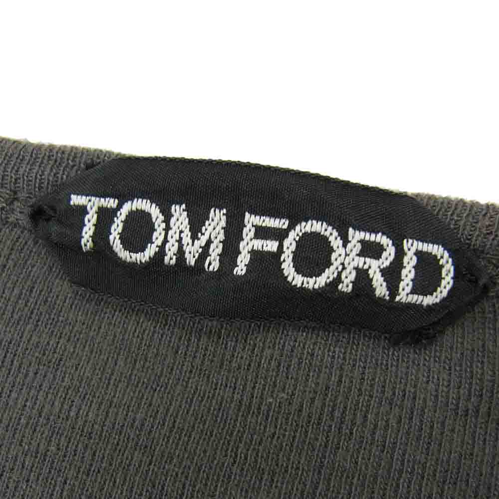 TOM FORD トムフォード FLUID RIB HENLEY モダールコットン ヘンリーネック 長袖 Tシャツ カットソー グレー系【中古】