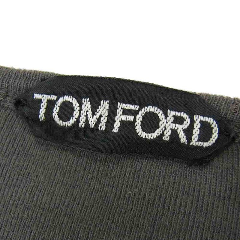 TOM FORD トムフォード FLUID RIB HENLEY モダールコットン ヘンリーネック 長袖 Tシャツ カットソー グレー系【中古】