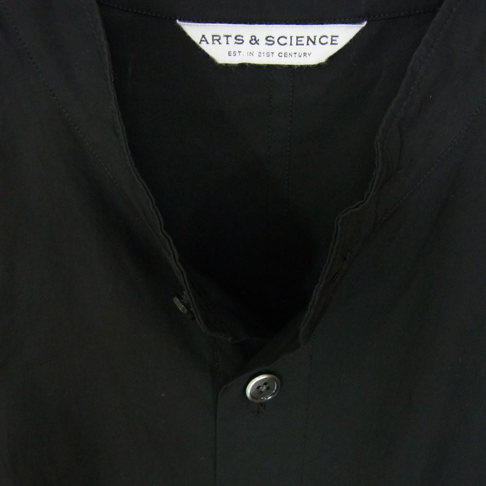 アーツアンドサイエンス コットン バンドカラー 長袖 シャツ ブラウス ブラック系 3【中古】