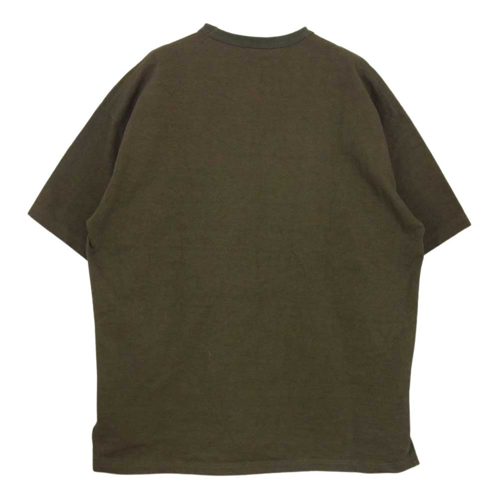 COMME des GARCONS HOMME コムデギャルソンオム 22AW HJ-T011 製品加工 ポケット付き クルーネック 半袖 Tシャツ モスグリーン系 L【中古】