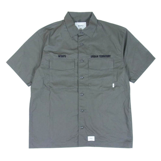 WTAPS ダブルタップス 22SS 221BRDT-SHM06 BUDS SS COTTON TWILL SHIRT 半袖シャツ グレー系 03【美品】【中古】