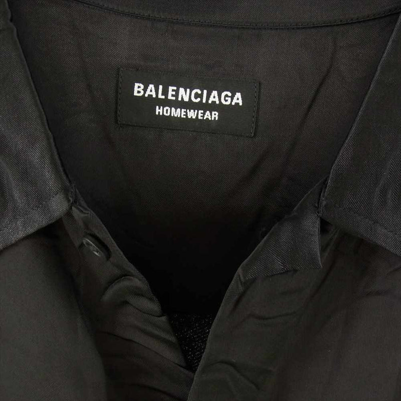 BALENCIAGA バレンシアガ 658841 TKO30 国内正規品 Black Minimal viscose shirt レーヨン 半袖 ポケット付き シャツ ブラック系 36【中古】