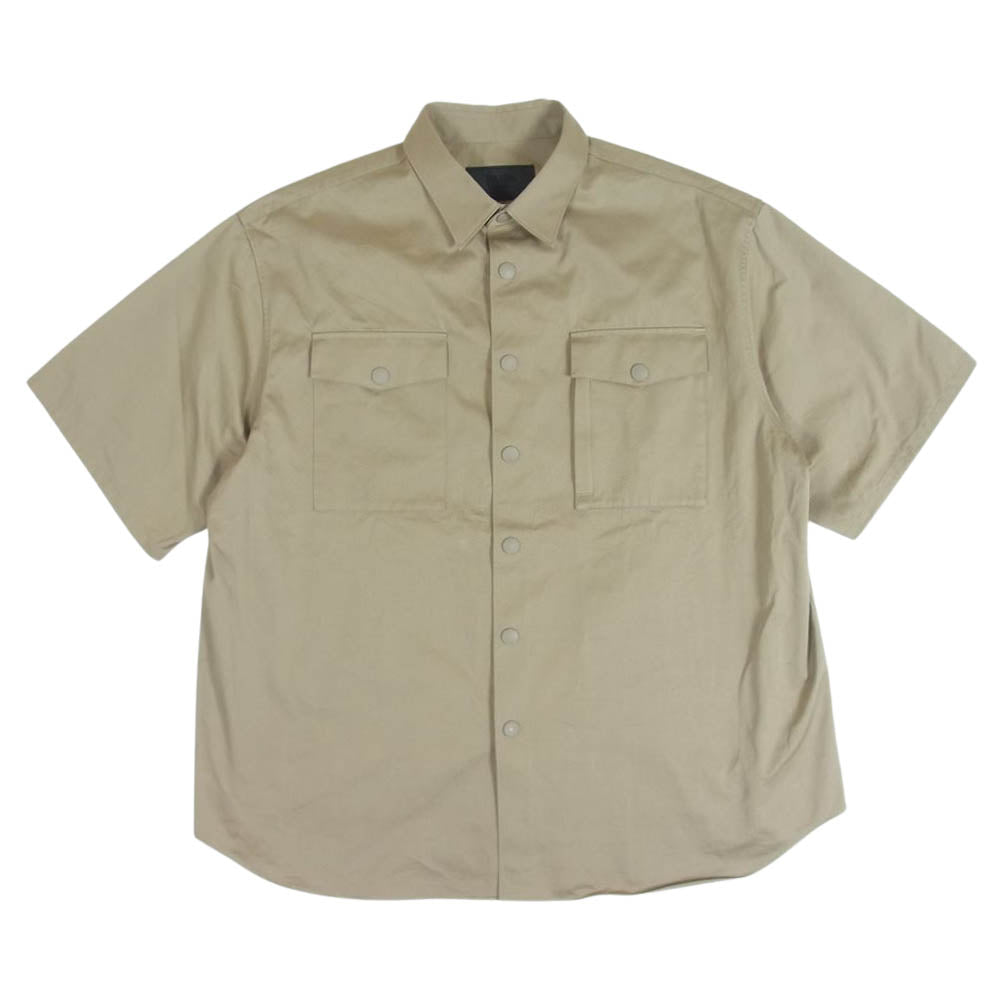 PRADA プラダ UCS395 S211 国内正規品 COTTON S/S SHIRT フロントボタン留め コットン 半袖 シャツ ベージュ系 XXL【美品】【中古】