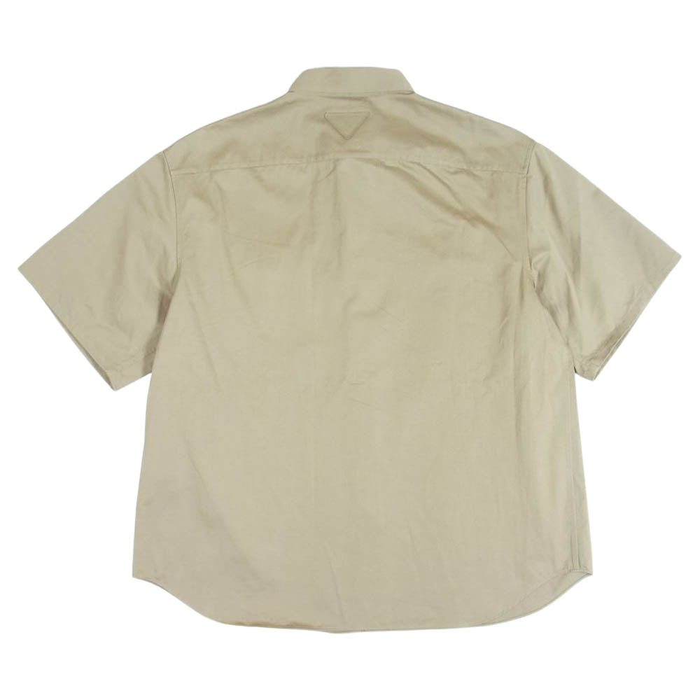 PRADA プラダ UCS395 S211 国内正規品 COTTON S/S SHIRT フロントボタン留め コットン 半袖 シャツ ベージュ系 XXL【美品】【中古】