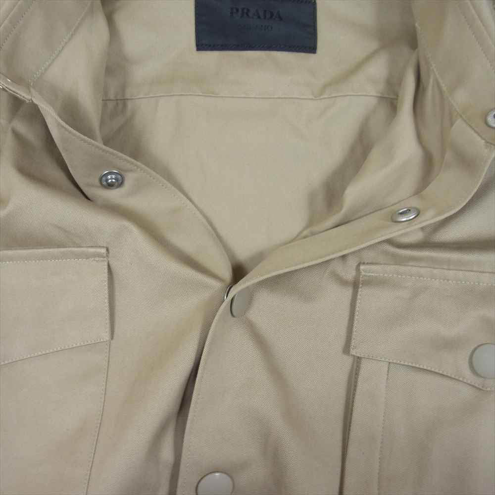 PRADA プラダ UCS395 S211 国内正規品 COTTON S/S SHIRT フロントボタン留め コットン 半袖 シャツ ベージュ系 XXL【美品】【中古】