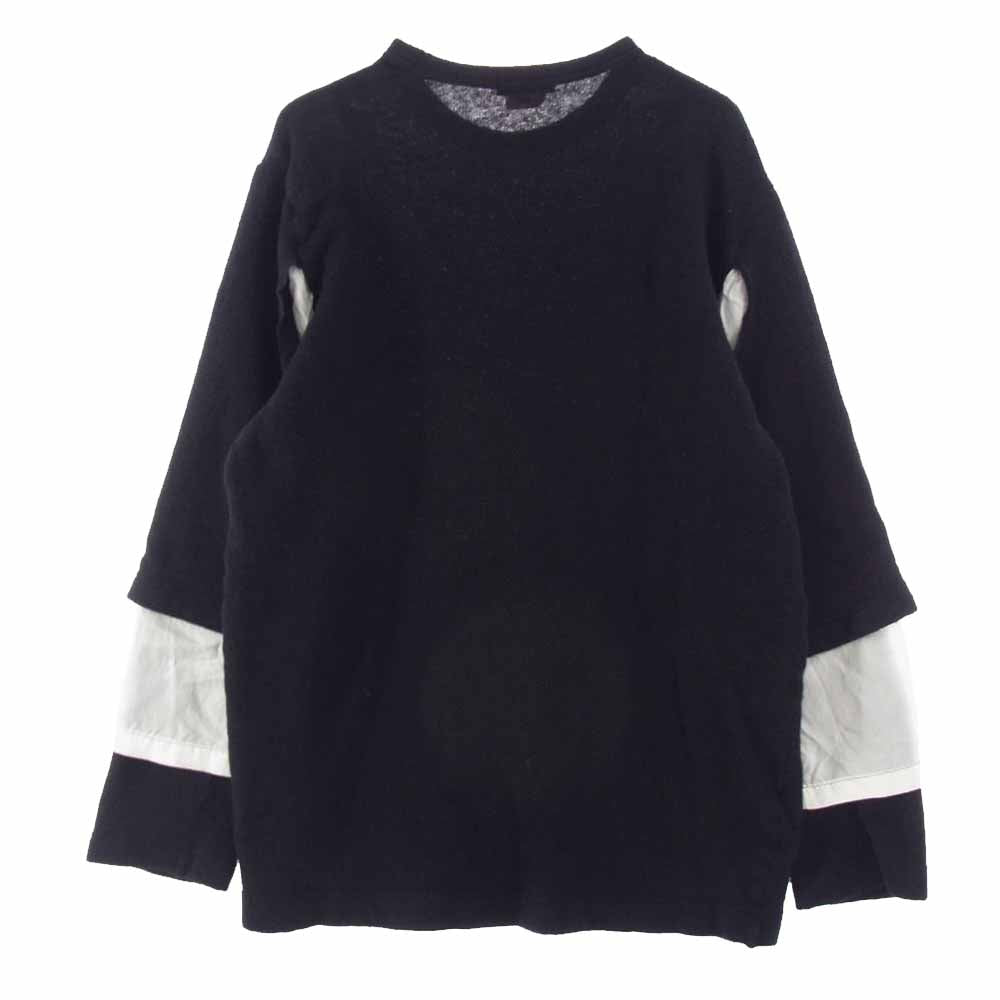 COMME des GARCONS HOMME PLUS コムデギャルソンオムプリュス 22AW PJ-T001 袖キュプラレイヤード ウールニット ブラック系 XL【中古】