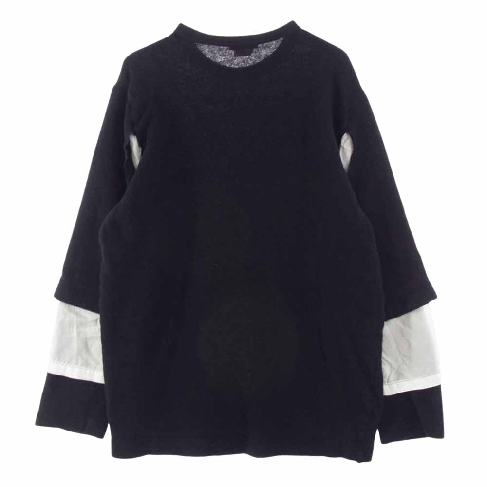 COMME des GARCONS HOMME PLUS コムデギャルソンオムプリュス 22AW PJ-T001 袖キュプラレイヤード ウールニット ブラック系 XL【中古】