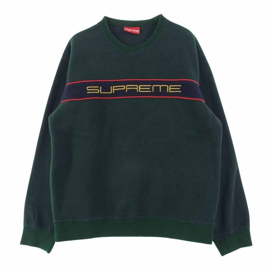 Supreme シュプリーム 19AW Polartec Crewneck パネルロゴ ポーラテック フリース グリーン系 M【中古】