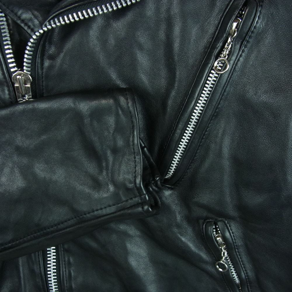 schott ショット DOUBLE BREST RIDERS JACKET SHEEP VEGITABLE レザー ダブルブレスト ライダース ジャケット ブラック系 M【美品】【中古】