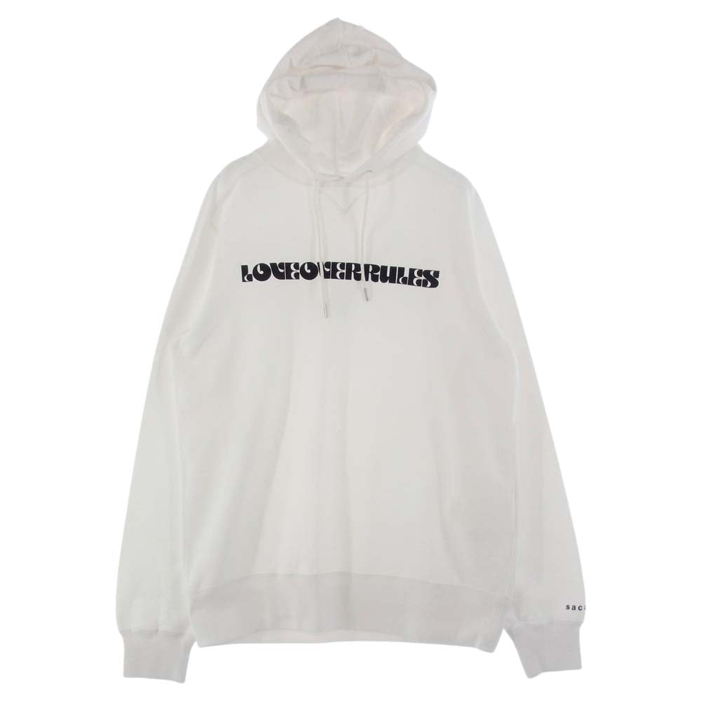 Sacai サカイ 21SS 21-0173S LOVE OVER RULES スエットパーカー フーディ ホワイト  ホワイト系 3【中古】