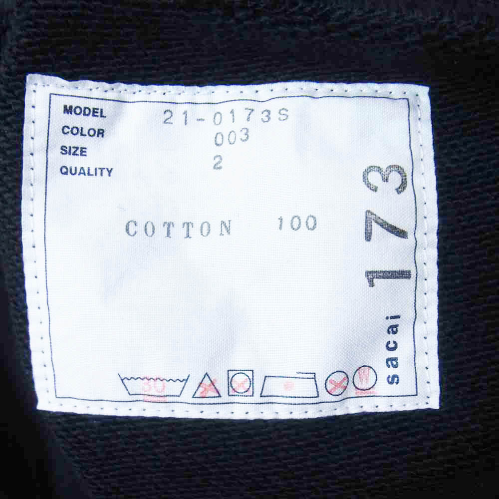 Sacai サカイ 21SS 21-0173S LOVE OVER RULES スエットパーカー フーディ ブラック  ブラック系 2【美品】【中古】